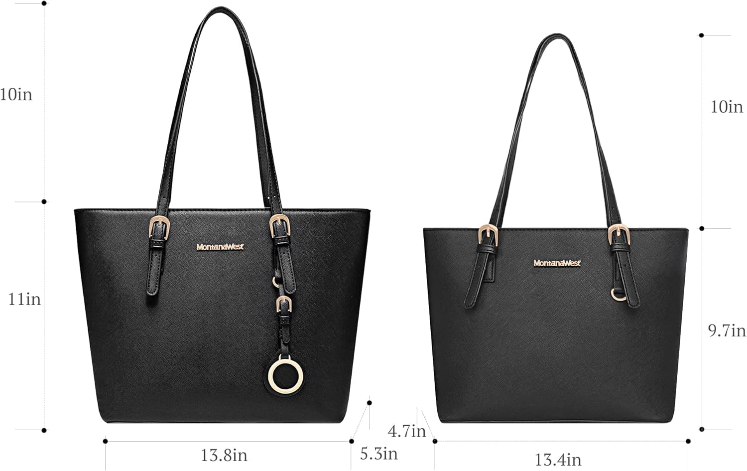 Tote Handbag for Women Vegan Leather Shoulder Bag Large and Medium 2PCS Purses Set MWC2-G030BK