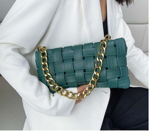 Woven Baguette Evening Bag